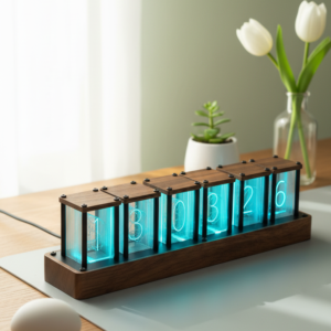 Analog Nixie Tube Clock Digital Alarm Clock Timer Walnut